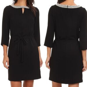 NWT Tahari Elegant Black Morgan Embellished Dress. Pearly. Classic.